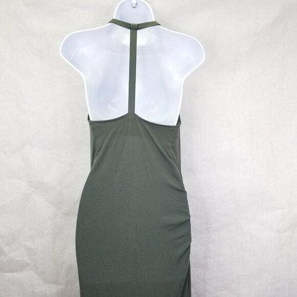 Athleta Serenity T-Strap Racerback Ruched Side Maxi Dress Sz S Grey Stretch Flaw - Picture 8 of 16